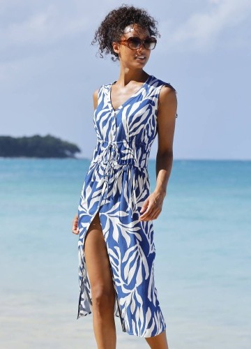 Plážové šaty na zapínanie, s potlačou