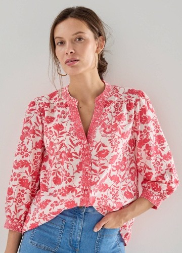 Halenka s 3/4 nabíranými rukávy a potiskem