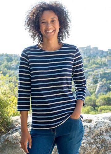 Proužkované tričko s
3/4 rukávy