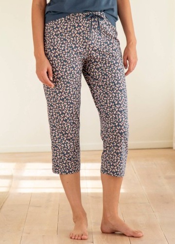 3/4 pyžamové kalhoty s potiskem kytiček