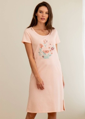 Krátká noční košile s krátkými rukávy a potiskem květin