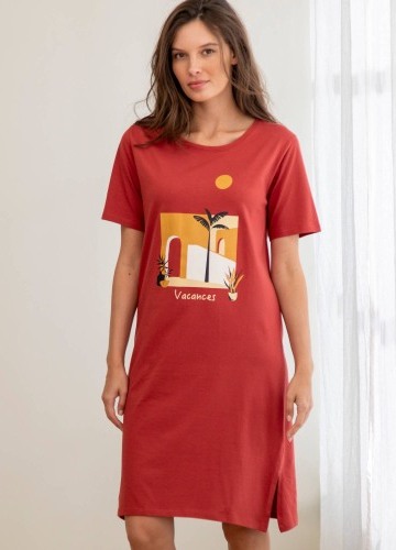 Krátká noční košile s potiskem exotické krajiny