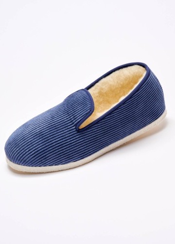 Mančestrové papuče s vlnenou podšívkou a tichým došľapom