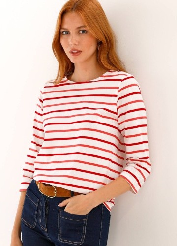 Proužkované tričko s
3/4 rukávy