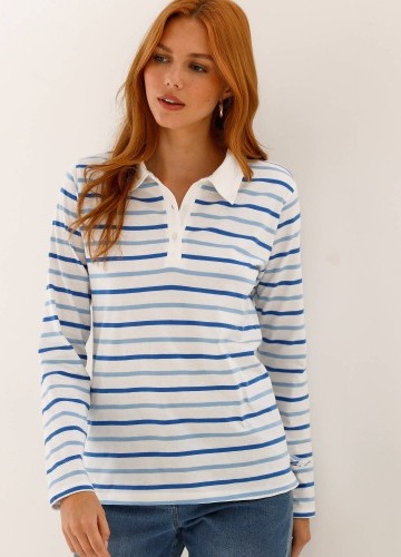 Proužkované tričko s límečkem