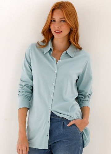 Jednofarebné tunikové tričko s dlhými rukávmi