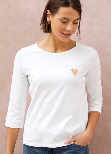 Jednofarebné tričko z bio bavlny a s výšivkou srdca
