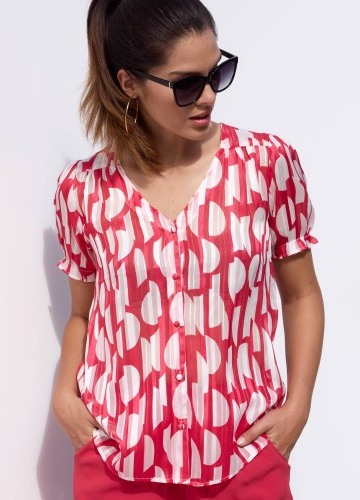 Voálová halenka na knoflíčky s potiskem