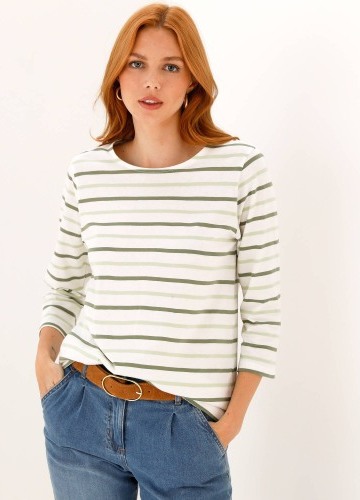 Proužkované tričko s
3/4 rukávy