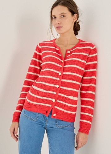 Pruhovaný svetr s ozdobnými knoflíky