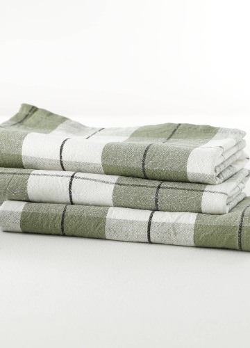 Súprava 3 kockovaných látkových obrúskov z farbeného vlákna