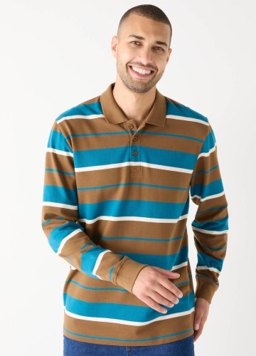 Pruhované polo tričko s dlouhými rukávy, z piké úpletu