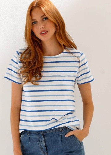 Proužkované tričko s kulatým výstřihem