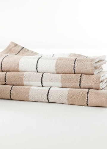 Súprava 3 kockovaných látkových obrúskov z farbeného vlákna