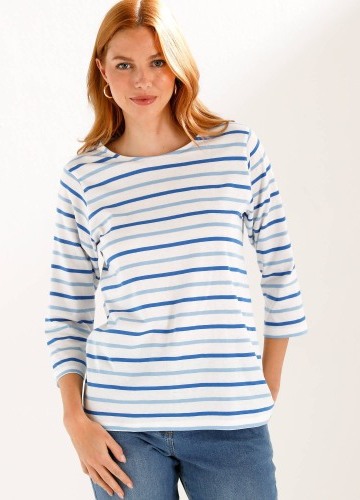 Proužkované tričko s
3/4 rukávy