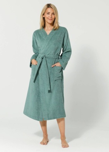 Jednobarevný župan z buklé froté zn. Colombine® s kimonovým límcem