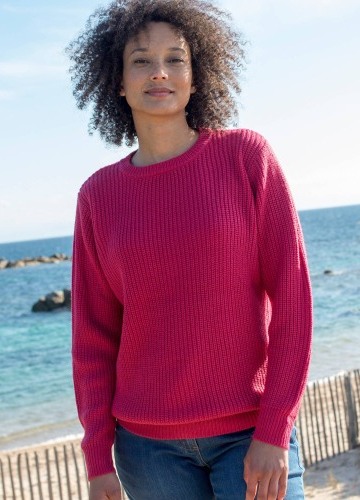 Pulovr s kulatým výstřihem a hladkým vzorem