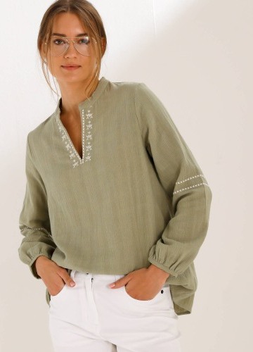 Bavlnená tunika s textúrou a výšivkou