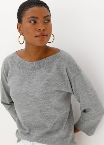 Pulovr s lodičkovým výstřihem a 7/8 rukávy