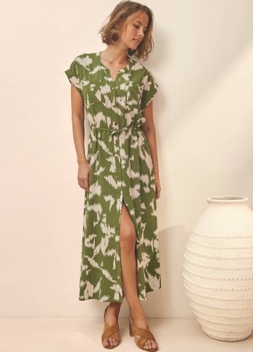 Košeľové midi šaty, s potlačou