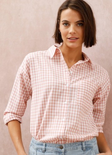 Dlhá košeľa s vichmi kockou