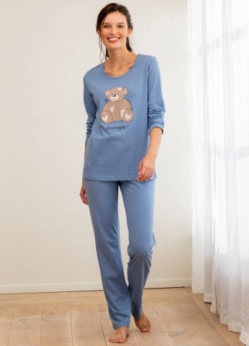 Pyžamo s dlouhými kalhotami a potiskem medvídka