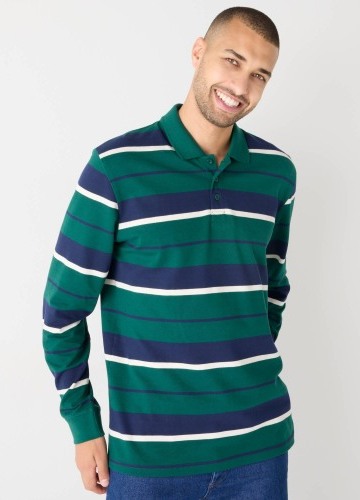 Pruhované polo tričko s dlouhými rukávy, z piké úpletu