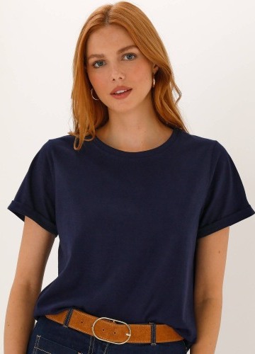 Jednobarevné žerzejové tričko s kulatým výstřihem