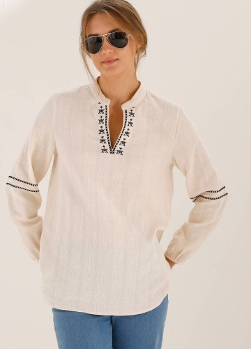 Bavlnená tunika s textúrou a výšivkou