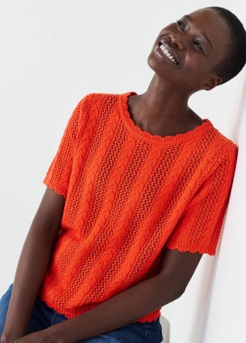 Halenka s kulatým výstřihem, z ažurového úpletu