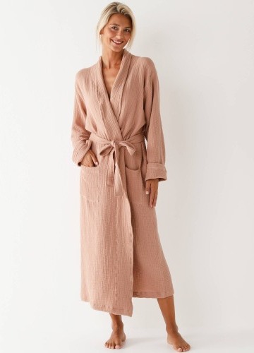 Jednobarevný župan z trojité bavlněné gázoviny