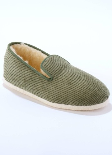 Manšestrové bačkory s vlněnou podšívkou