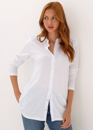 Jednofarebné tunikové tričko s dlhými rukávmi