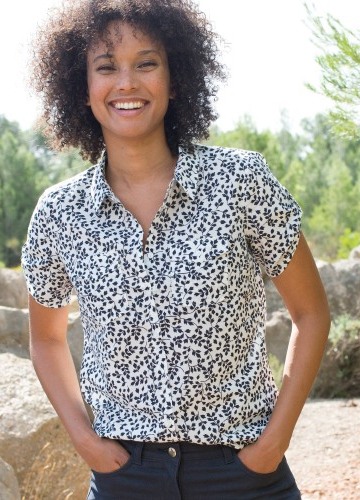 Košile s krátkými rukávy a potiskem lístky