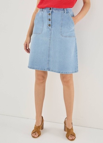 Rozšírená džínsová sukňa s gombíkmi