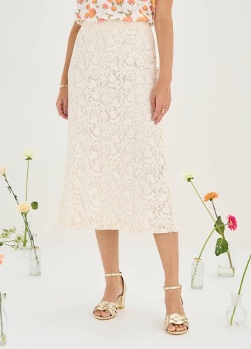 Čipková midi sukňa s
rozparkom