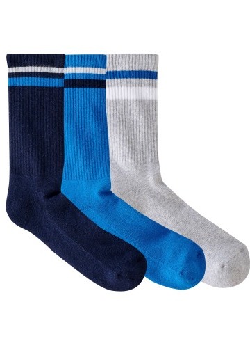 Súprava 3 párov vrúbkovaných ponožiek s prúžkami