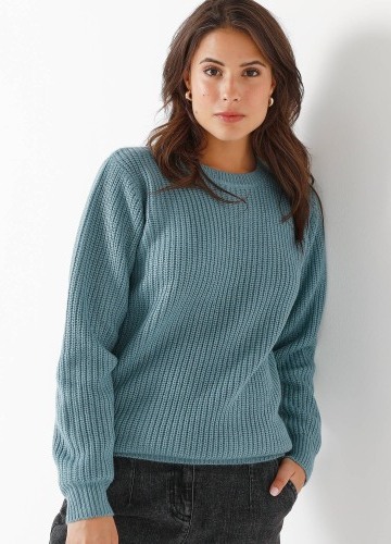 Pulovr s kulatým výstřihem a hladkým vzorem