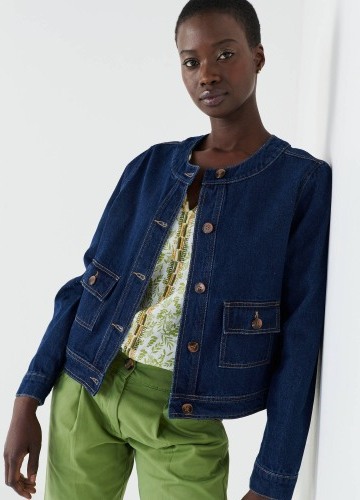 Džínsová krátka bunda na gombíky