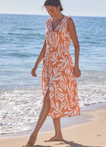Plážové šaty na knoflíky, s potiskem