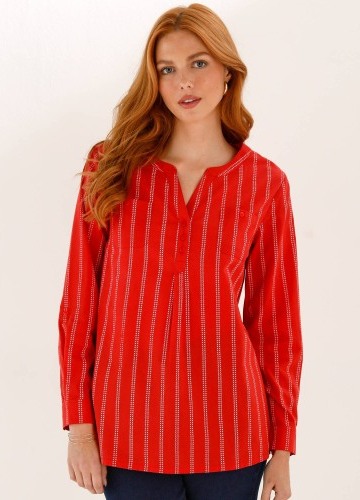 Proužkovaná tunika s výstřihem na knoflíčky