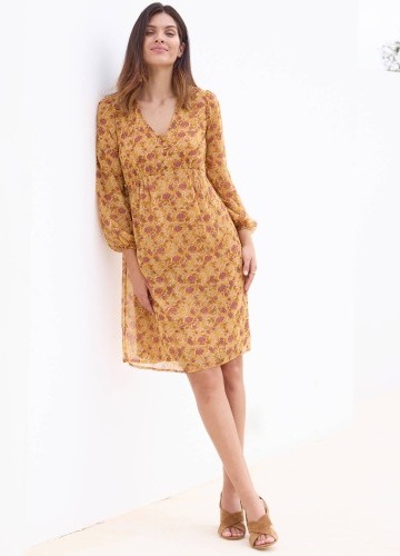 Krátke voálové šaty s potlačou