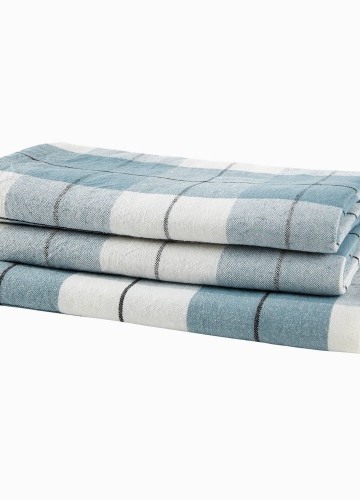 Súprava 3 kockovaných látkových obrúskov z farbeného vlákna