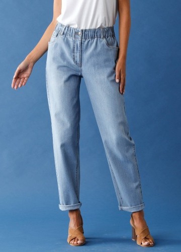 Pohodlné strečové džíny mom s pružným pasem