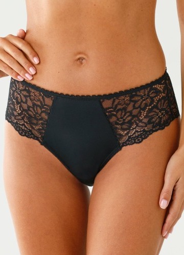 Sada 2 kalhotek tanga s vysokým pasem z krajky a mikrovlákna