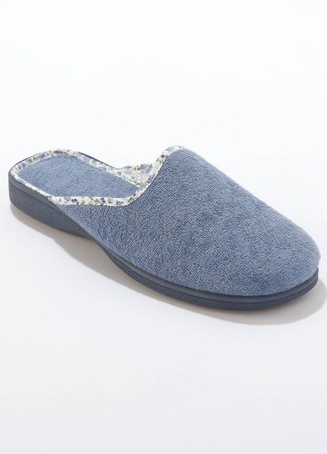 Froté šľapky s kvetinovou lemovkou