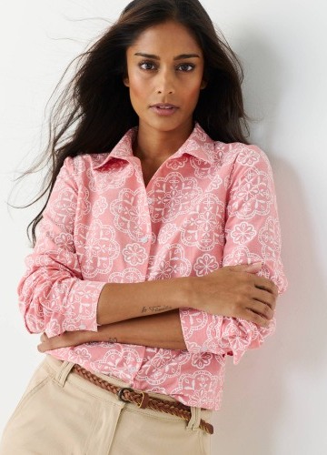 Košile ze šambré s potiskem