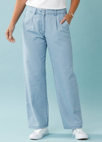 Denimové široké nohavice pre nižšiu postavu