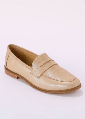 Kožené zlaté mokasíny