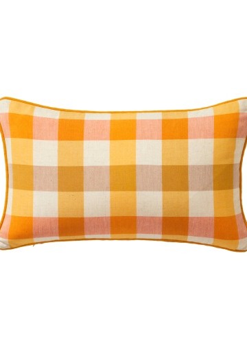 Obdélníkový kostkovaný polštář z bavlny-lnu